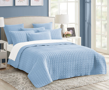 7 piece vintage stone wash comforter set king blue