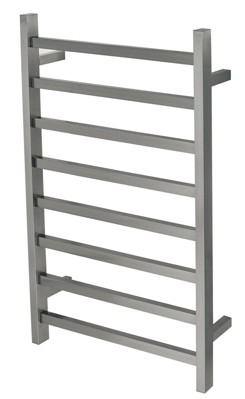 Premium Gunmetal Heated Towel Rack - 8 Bars, Square Design, AU Standard, 1000x620mm Wide