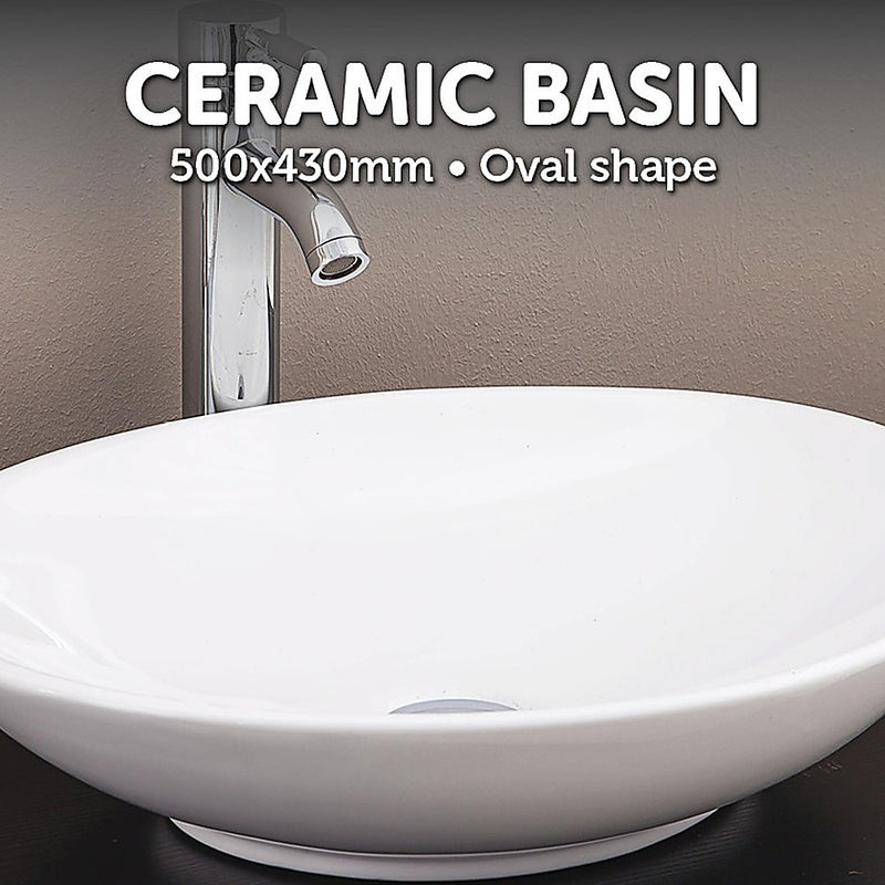 Bathroom Ceramic Oval Above Countertop Basin for Vanity