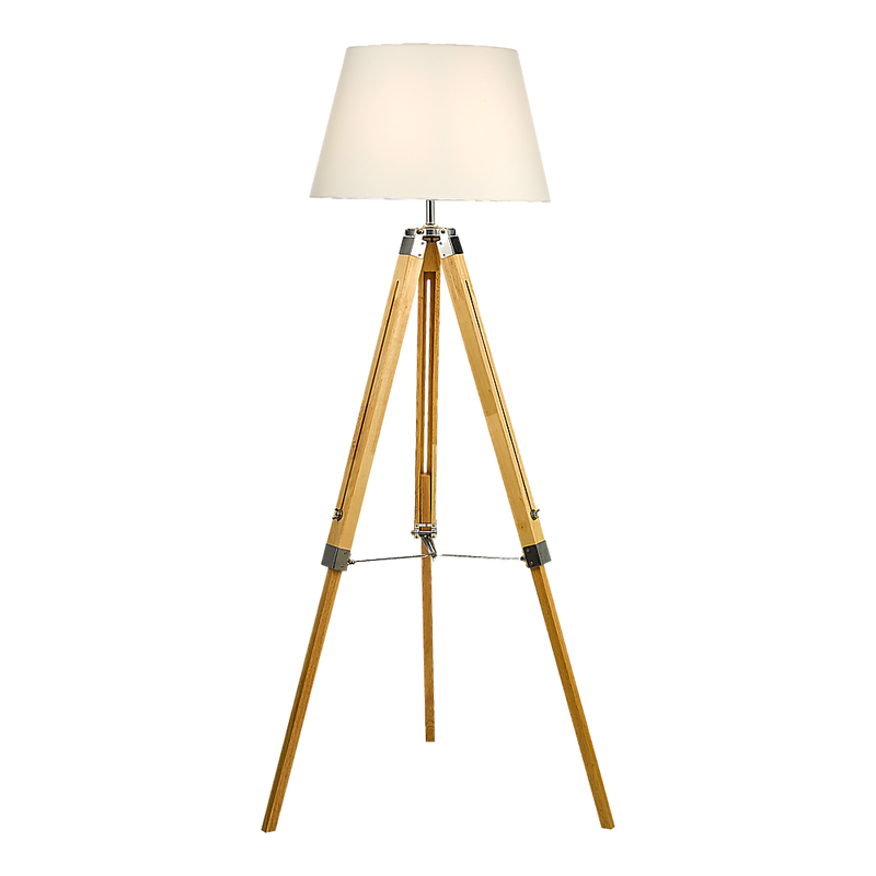 Modern Floor Lamp Wood Tripod Home Bedroom Reading Light 145cm