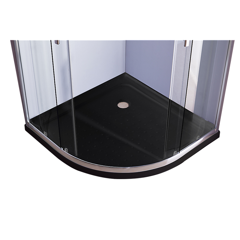 100 x 100cm Chrome Rounded Sliding 6mm Curved Shower Screen with Black Base