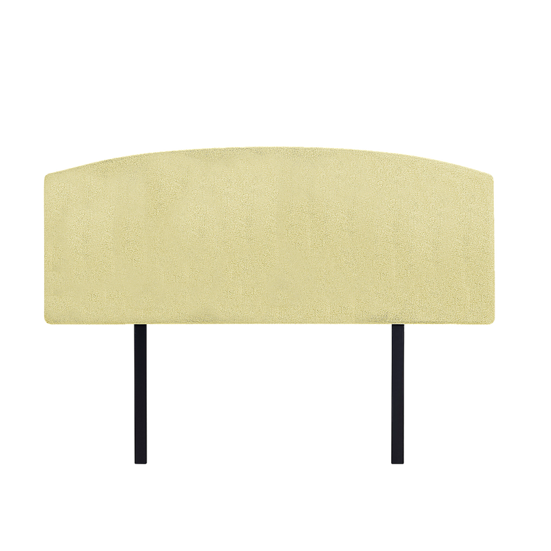 Linen Fabric Double Bed Curved Headboard Bedhead - Sulfur Yellow