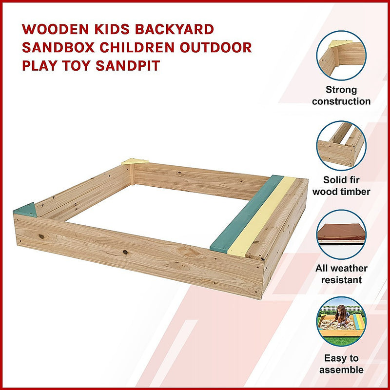 Wooden Kids Backyard Sandbox Children Outdoor Play Toy Sandpit