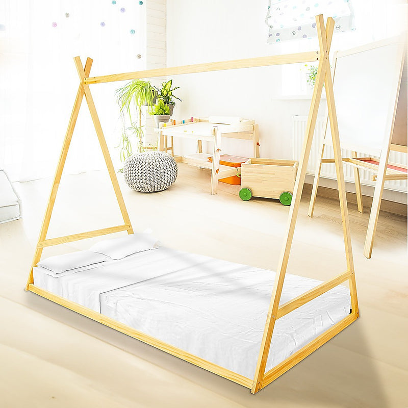 Kids Tent Montessori Toddler Floor Bed Wooden Bedframe