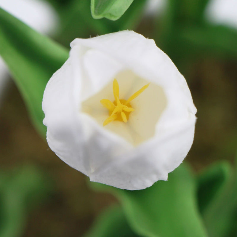 Flowering White Artificial Tulip Plant Arrangement With Ceramic Bowl 35cm