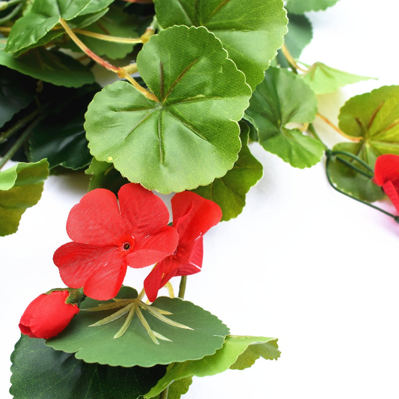 Artificial Geranium Hanging Bush with Red Flowers 60cm